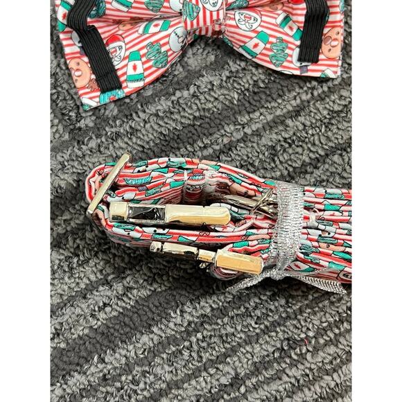DOGWONG Christmas Dog Collar with Sailor Bow, Red Santa Claus Stripe Dog Collar - Picture 11 of 11